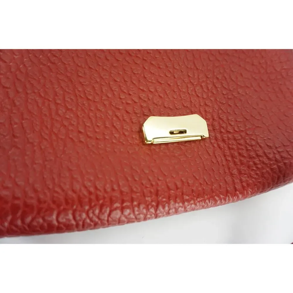 Burberry Large Langley Red Leather Clutch Crossbody Bag SG Grain Shoulder